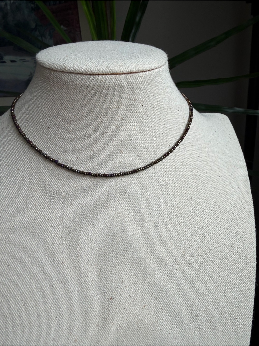 Handmade Delicate Single Strand Seed Bead Choker Necklace.